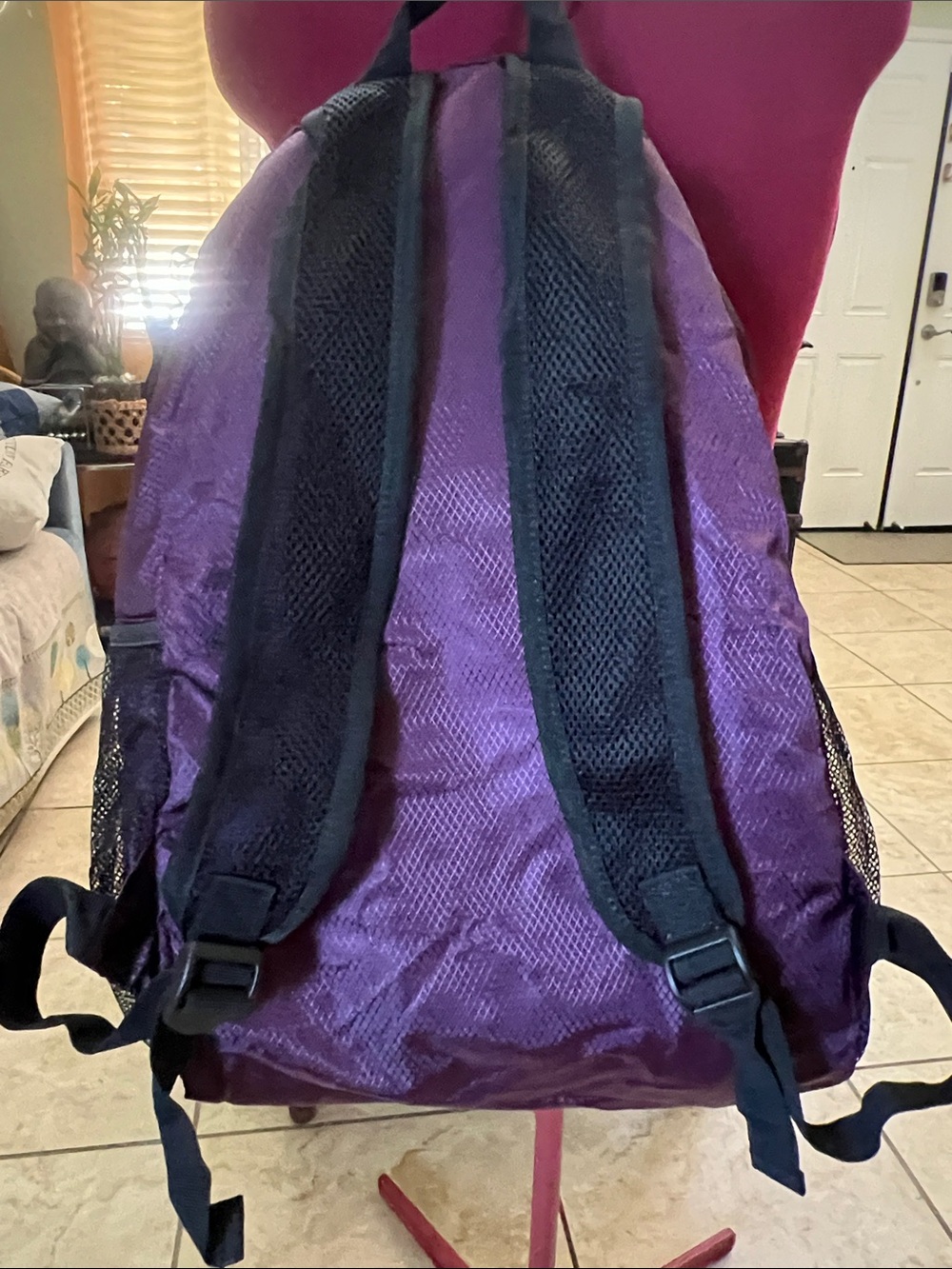The North Face Purple Daypack Packable Backpack lightweight with Mesh Side Pocke - Picture 4 of 9